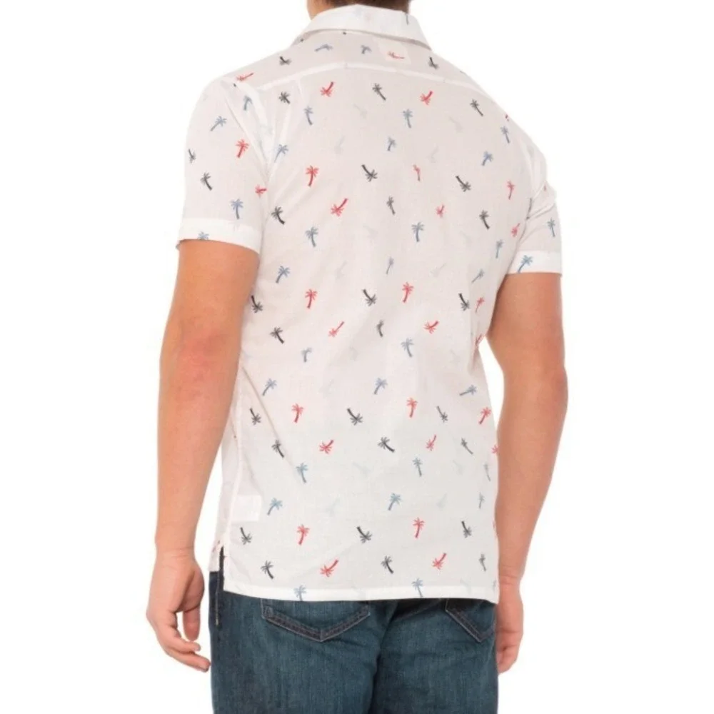 Levi's Button Shirt Mens Small Palms Woven Cotton Shirt - Short Sleeve Shirt New